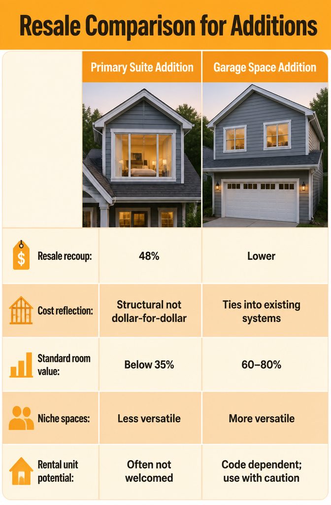 Graph comparing resale values for different room additions.