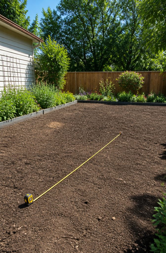 Photograph showing a sunny area suitable for garden boxes.