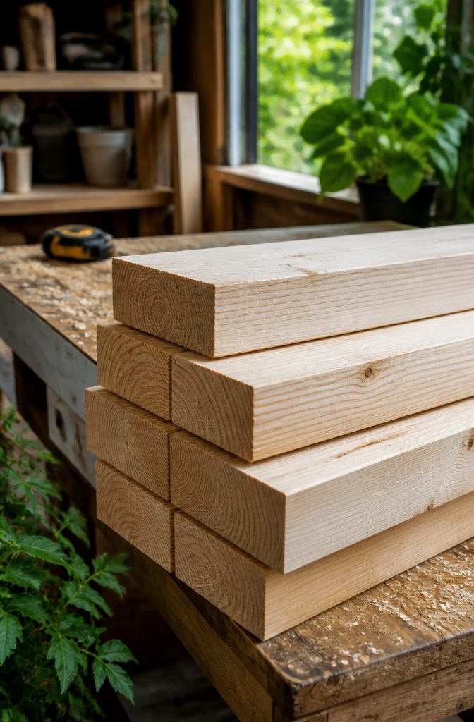 Precise stack of 2x6 lumber with sharp edges for garden boxes.