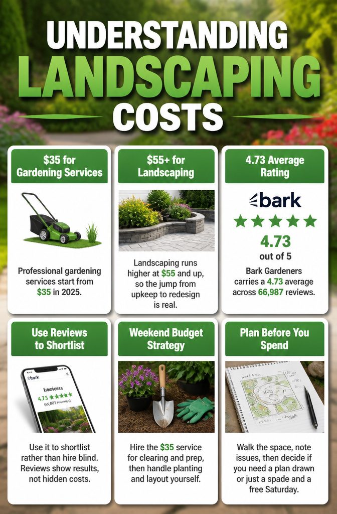 An infographic detailing landscaping costs for gardening services.