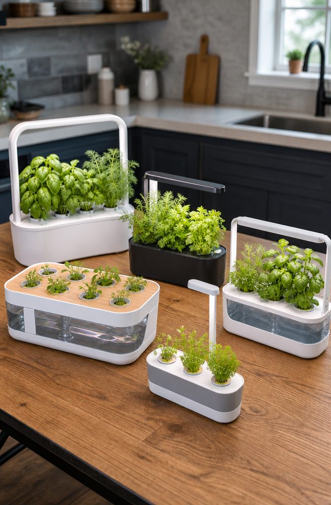 Hydroponic Herbs Indoor: 8 Systems Compared 3 Organized hydroponic herb units with various pod capacities