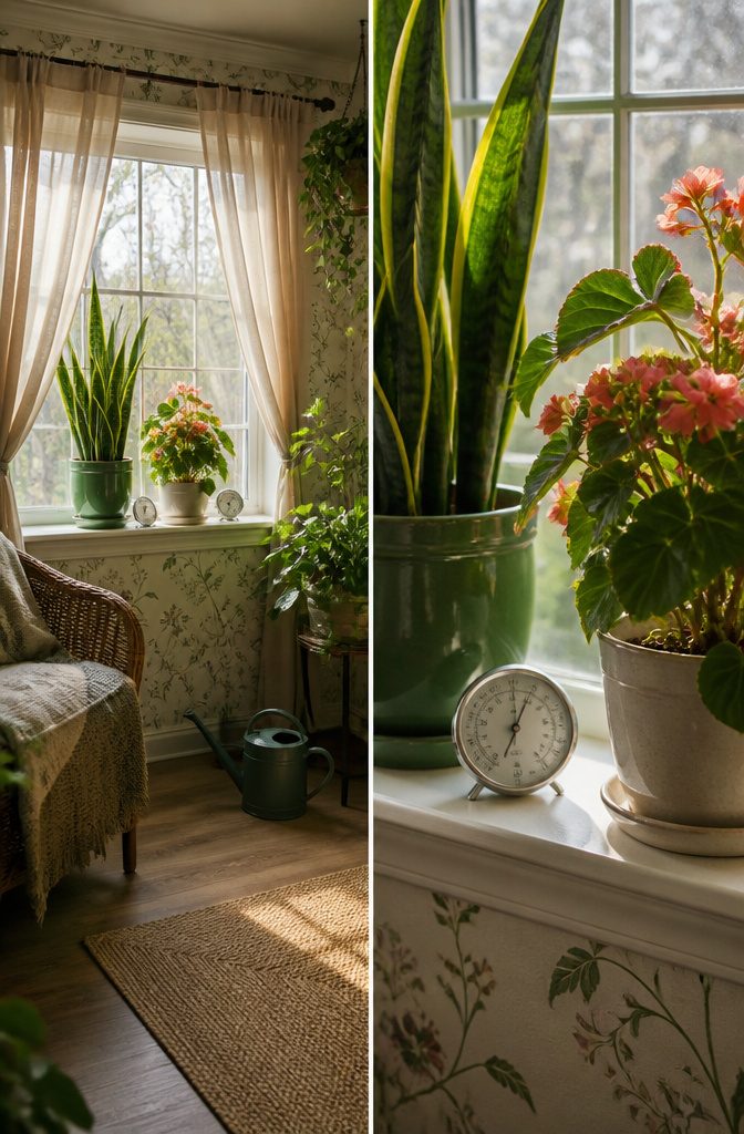 A houseplant in winter, showing signs of reduced watering.