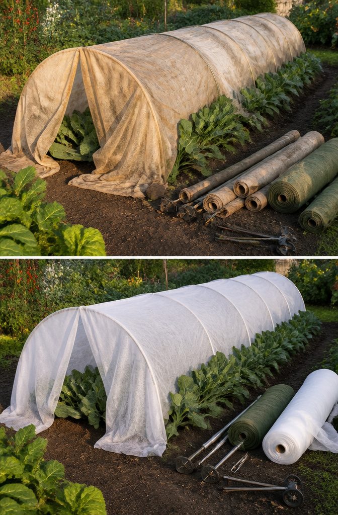 How to Build a Vegetable Garden Tunnel: 7 Steps from Beds to Cover 10 Hoops in a garden tunnel prepared for seasonal cover changes.