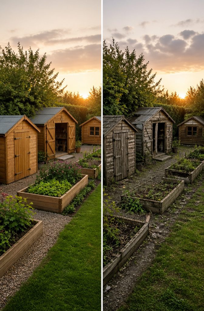 How to Build a Wooden Shed: 7 Steps from Foundation to Finish 8 Illustration of various shed types including apex and workshop designs.